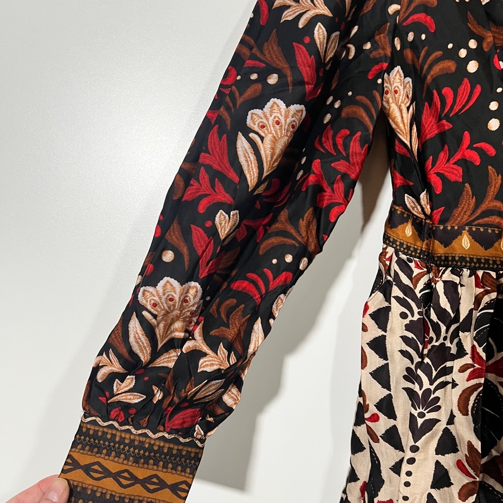 NEW Farm Rio Tapestry Garden V-Neck Belted Mini Dress Size XS Anthropologie - Picture 6 of 8